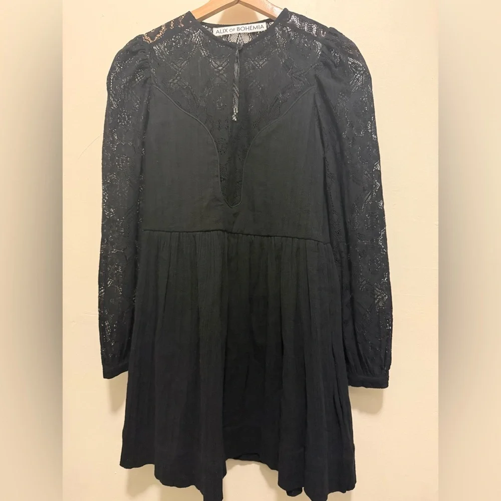 Alix of Bohemian Black Winslow Shadow Lace Dress